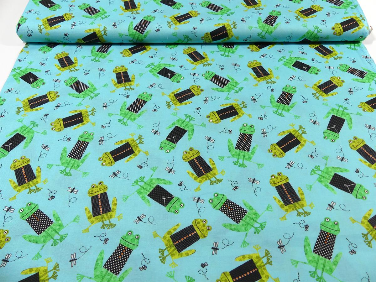 Patchworkstoff von Benartex aus der Serie Frogtastic mit Fröschen und Libellen